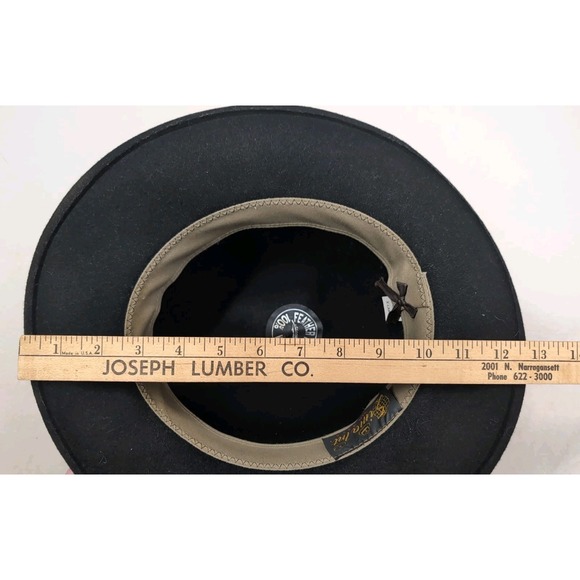 Brixton 20th Anniversary Tiller Hat | Paranoid Ranch VTG Sima Int Wide Brim Tiller Hat‎ Black Feather Felt Wool Leather Trim Festival